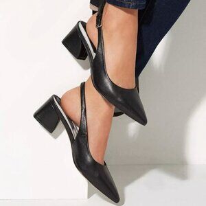 Franco Sarto Women's Racer Pointed Toe Block Heel Slingback Pumps Shoes size 5M